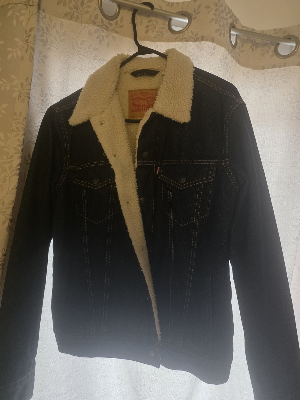 Levi's Dark Blue Denim Jacket with Cream Sherpa Collar